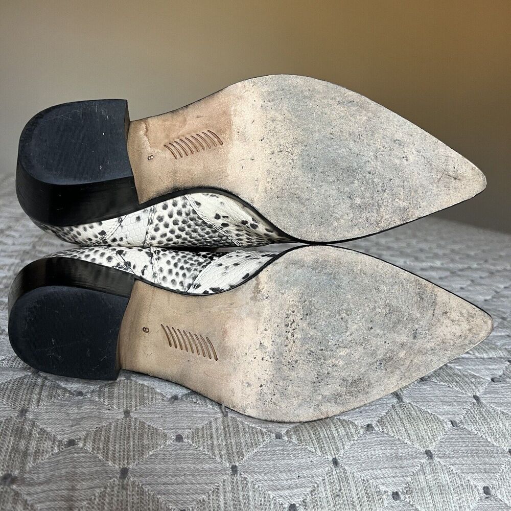 Paige Willa Cream & Black Snake Skin‎ Print Leather Western Cowgirl Ankle Boot 9 - Picture 14 of 16